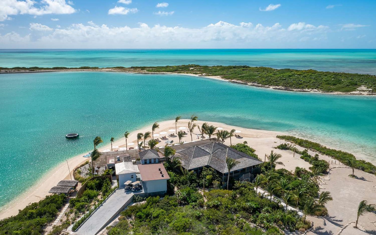 Ambergris Cay: a privately owned 1,100-acre island, with the clubhouse built out on the sand spit
