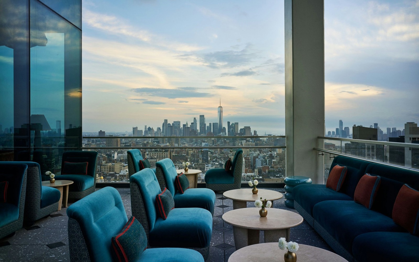 Nubeluz, 500 feet up, with the downtown skyline sitting outside the glass